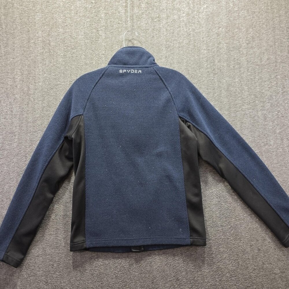 Spyder Jacket Mens Small Blue Black Full Zip Fleece Softshell Outdoor Layer - Picture 4 of 8